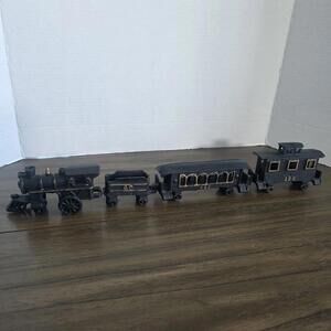 Vintage 4 Piece Cast Iron Train Set Locomotive Steam Engine